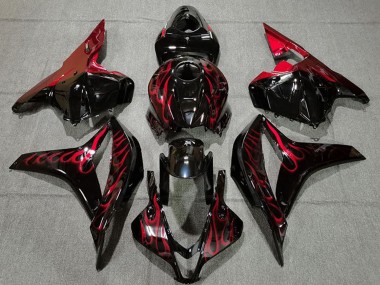 Purchase 2009-2012 Honda CBR600RR Motorcycle Fairings - Glossy Black Red Flame Canada