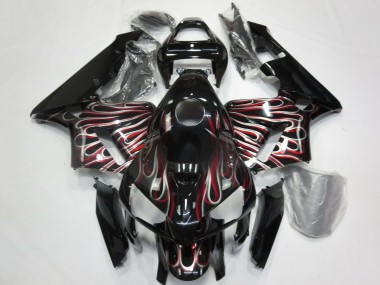 Purchase 2005-2006 Honda CBR600RR Motorcycle Fairings - Glossy Black Silver Red Flame Canada
