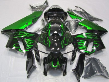 Purchase 2005-2006 Honda CBR600RR Motorcycle Fairings - Glossy Black Vibrant Green Flame Canada