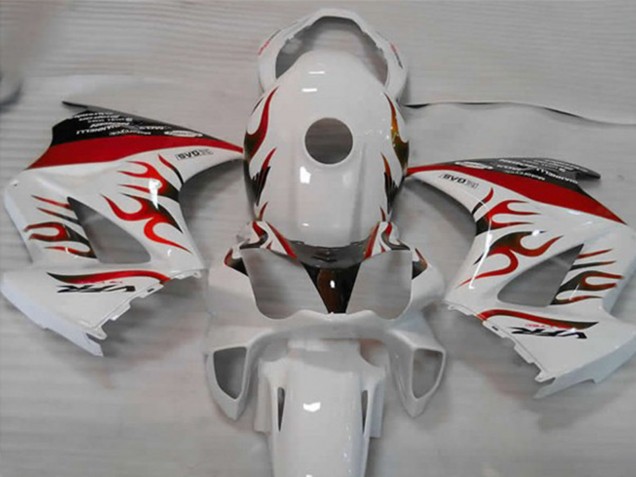 2002-2013 Honda VFR 800 Motorcycle Fairings - White Red Flame Canada