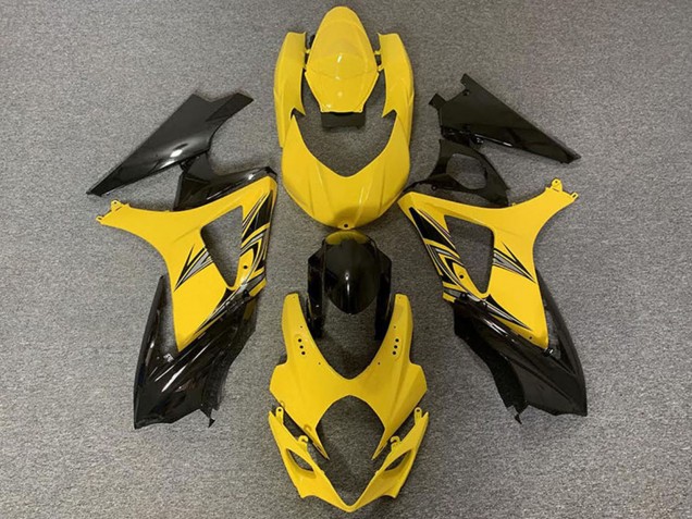 2007-2008 Suzuki GSXR 1000 Motorcycle Fairings - Yellow Glossy Black Canada