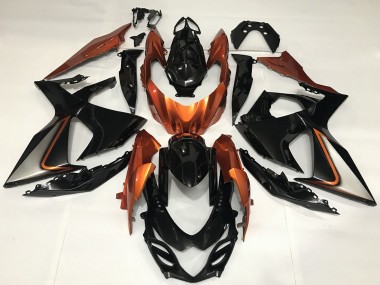 Purchase 2009-2016 Suzuki GSXR 1000 Motorcycle Fairings - Glossy Black and Shiny Orange Canada