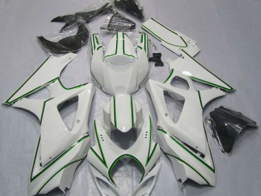 Purchase 2007-2008 Suzuki GSXR 1000 Motorcycle Fairings - Glossy White Green Pinstripe Canada