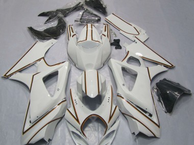 Purchase 2007-2008 Suzuki GSXR 1000 Motorcycle Fairings - Glossy White Orange Pinstripe Canada