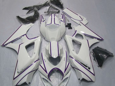 Purchase 2007-2008 Suzuki GSXR 1000 Motorcycle Fairings - Glossy White Purple Pinstripe Canada