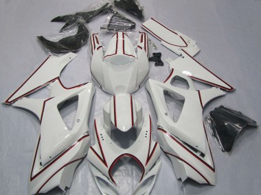 Purchase 2007-2008 Suzuki GSXR 1000 Motorcycle Fairings - White with Red Pinstripe Canada