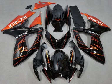 Purchase 2006-2007 Suzuki GSXR 600 / GSXR 750 Motorcycle Fairings - Glossy Black Orange Bacardi Canada