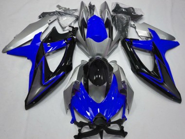 Purchase 2008-2010 Suzuki GSXR 600 / GSXR 750 Motorcycle Fairings - Silver Blue Glossy Black Canada