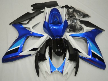 Purchase 2006-2007 Suzuki GSXR 600 / GSXR 750 Motorcycle Fairing - White Blue Glossy Black Stripe Canada
