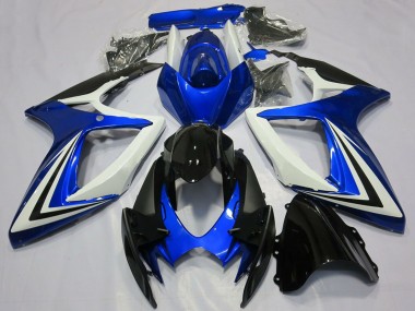 Purchase 2006-2007 Suzuki GSXR 600 / GSXR 750 Motorcycle Fairings - White Blue Glossy Black Stripe Canada