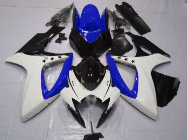 Purchase 2006-2007 Suzuki GSXR 600 / GSXR 750 Motorcycle Fairings - White Blue Glossy Black Star Canada