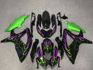 Purchase 2008-2010 Suzuki GSXR 600 / GSXR 750 Motorcycle Fairings - Glossy Black Green Purple Flame Canada