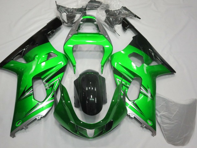 2001-2003 Suzuki GSXR 600 / GSXR 750 Motorcycle Fairings - Green Silver Glossy Black Canada