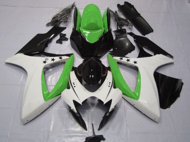 Purchase 2006-2007 Suzuki GSXR 600 / GSXR 750 Motorcycle Fairings - Green White Glossy Black Star Canada