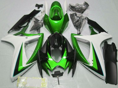 Purchase 2006-2007 Suzuki GSXR 600 / GSXR 750 Motorcycle Fairings - Green White Glossy Black Canada