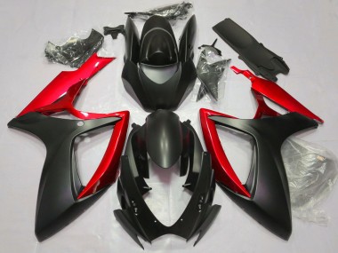Purchase 2006-2007 Suzuki GSXR 600 / GSXR 750 Motorcycle Fairings - Matte Black Red Canada