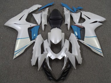 Purchase 2011-2024 Suzuki GSXR 600 / GSXR 750 Motorcycle Fairings - Pearl White and Light Blue Canada