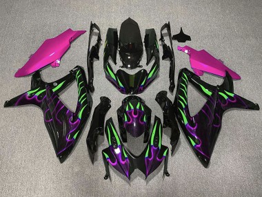 Purchase 2008-2010 Suzuki GSXR 600 / GSXR 750 Motorcycle Fairings - Glossy black Pink Purple Green Flame Canada