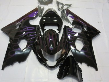 Purchase 2004-2005 Suzuki GSXR 600 / GSXR 750 Motorcycle Fairings - Glossy Black Purple Flame Canada