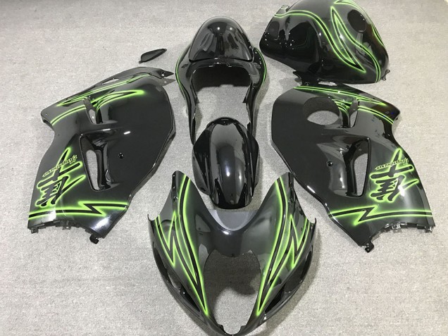 1996-2007 Suzuki GSXR 1300 Motorcycle Fairings - Glossy Black Green Lightning Canada