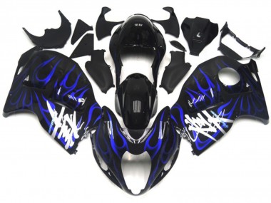 Purchase 1996-2007 Suzuki GSXR 1300 Motorcycle Fairings - Glossy Black with Deep Blue Flame Canada