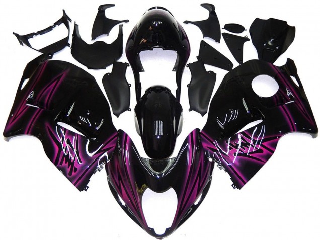 1996-2007 Suzuki GSXR 1300 Motorcycle Fairings - Glossy Black Purple Flame Canada