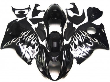 Purchase 1996-2007 Suzuki GSXR 1300 Motorcycle Fairings - Glossy Black with Silver Flame Canada
