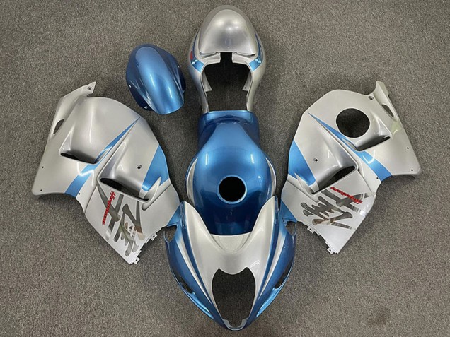 1996-2007 Suzuki GSXR 1300 Motorcycle Fairings - Glossy Light Blue and Silver Canada