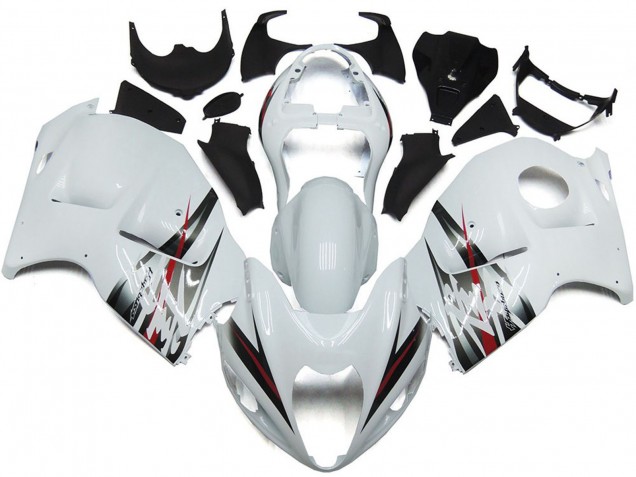 1996-2007 Suzuki GSXR 1300 Motorcycle Fairings - Glossy White and Silver Style Canada
