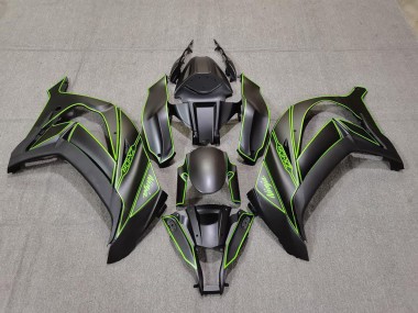 Purchase 2011-2015 Kawasaki ZX10R Motorcycle Fairings - Matte Black Green Lining Canada
