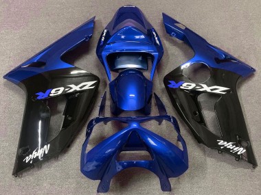 Purchase 2003-2004 Kawasaki ZX6R Motorcycle Fairings - Blue Glossy Black Canada