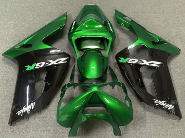 Purchase 2003-2004 Kawasaki ZX6R Motorcycle Fairings - Green Glossy Black Canada