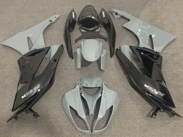 2009-2012 Kawasaki ZX6R Motorcycle Fairings - Grey Glossy Black Canada
