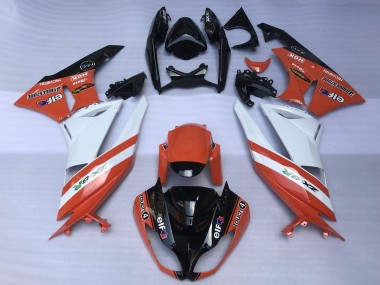 Purchase 2009-2012 Kawasaki ZX6R Motorcycle Fairings - Orange White Glossy Black Elf Touch4 Bridgestone Canada