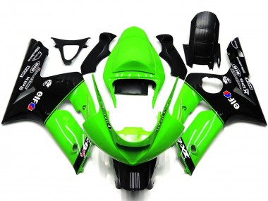 Purchase 2003-2004 Kawasaki ZX6R Motorcycle Fairings - Green Glossy Black Elf Silkolene Canada