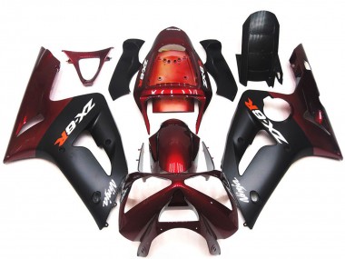 Purchase 2003-2004 Kawasaki ZX6R Motorcycle Fairings - Maroon Red Matte Black Canada