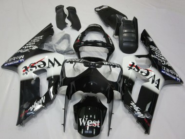 Purchase 2003-2004 Kawasaki ZX6R Motorcycle Fairings - Glossy Black White West Canada