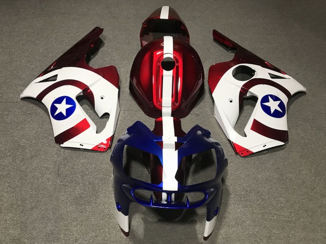 2002-2006 Kawasaki ZX12R Motorcycle Fairings - Red Blue White Star Captain America Canada