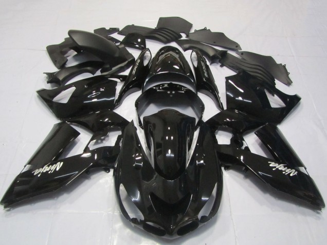 2006-2011 Kawasaki ZX14R Motorcycle Fairings - Glossy Black White Ninja Canada
