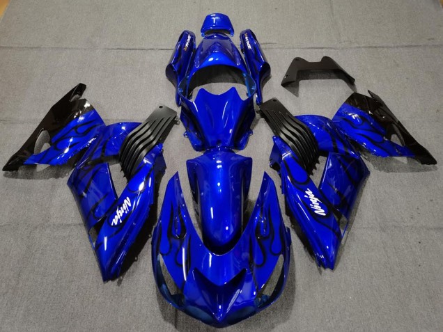 2006-2011 Kawasaki ZX14R Motorcycle Fairings - Blue Black Flame Canada