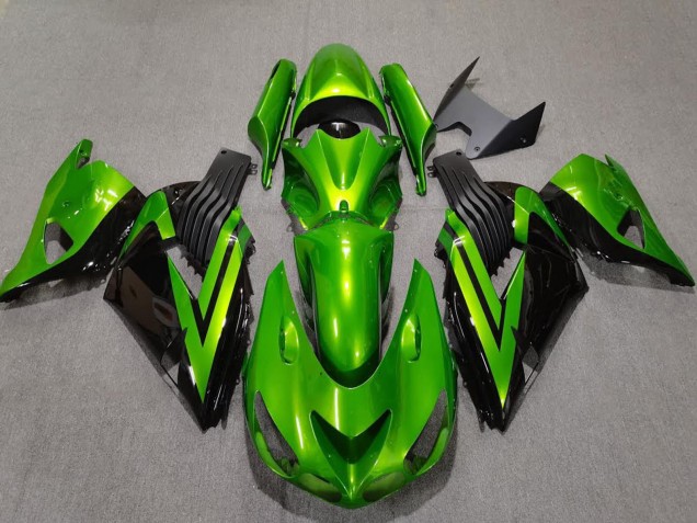 2006-2011 Kawasaki ZX14R Motorcycle Fairings - Green Glossy Black Canada