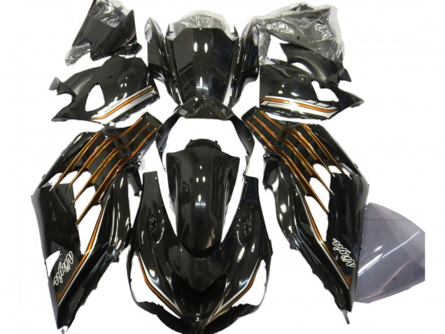 2012-2024 Kawasaki ZX14R Motorcycle Fairings - Glossy Black Orange Canada