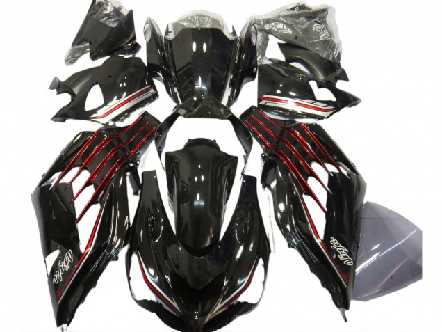 2012-2024 Kawasaki ZX14R Motorcycle Fairings - Glossy Black Red Canada