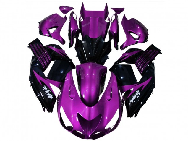 2006-2011 Kawasaki ZX14R Motorcycle Fairings - Purple Glossy Black White Ninja Canada