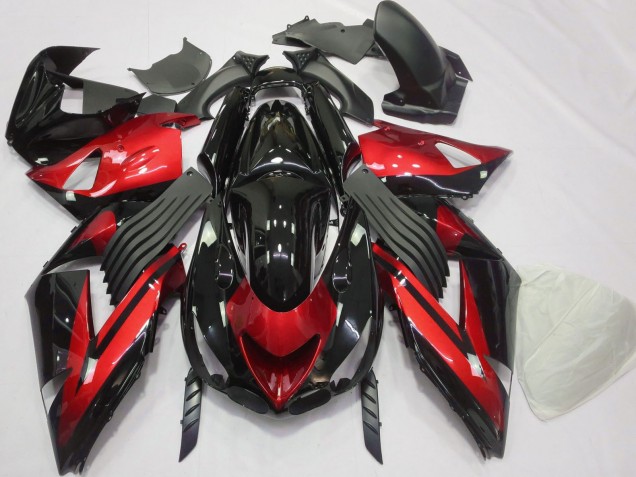 2006-2011 Kawasaki ZX14R Motorcycle Fairings - Red Glossy Black Stripe Canada