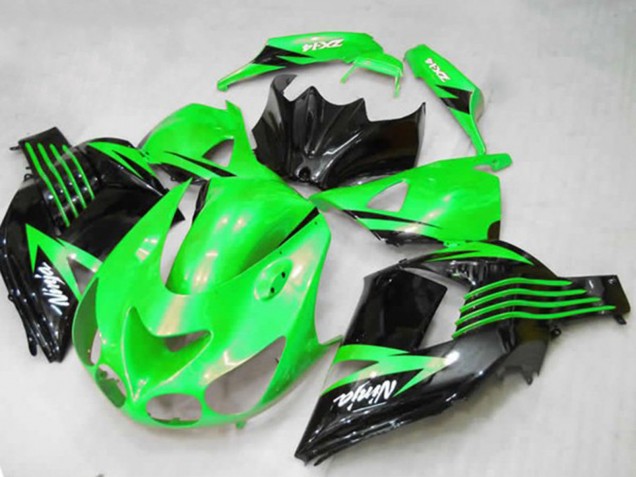 2012-2024 Kawasaki ZX14R Motorcycle Fairings - Green Glossy Black White Ninja Canada