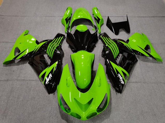 2006-2011 Kawasaki ZX14R Motorcycle Fairings - Green Glossy Black White Ninja Canada