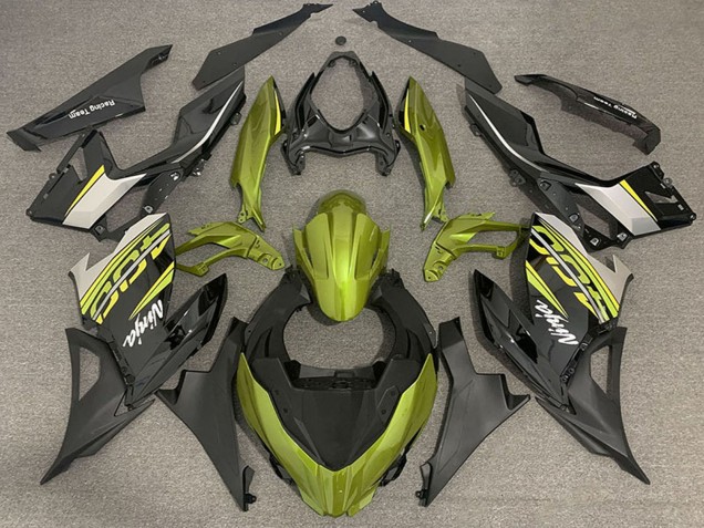 2018-2024 Kawasaki Ninja 400 Motorcycle Fairings - Liquid Yellow Glossy Black Matte Black OEM Style Canada