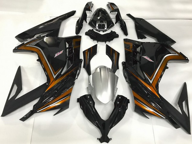2013-2017 Kawasaki Ninja 300 Motorcycle Fairings - Glossy Black Orange Canada