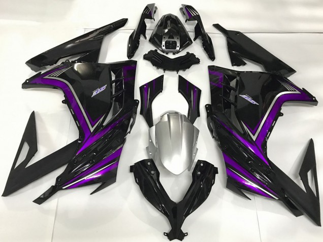 2013-2017 Kawasaki Ninja 300 Motorcycle Fairings - Glossy Black Purple Canada